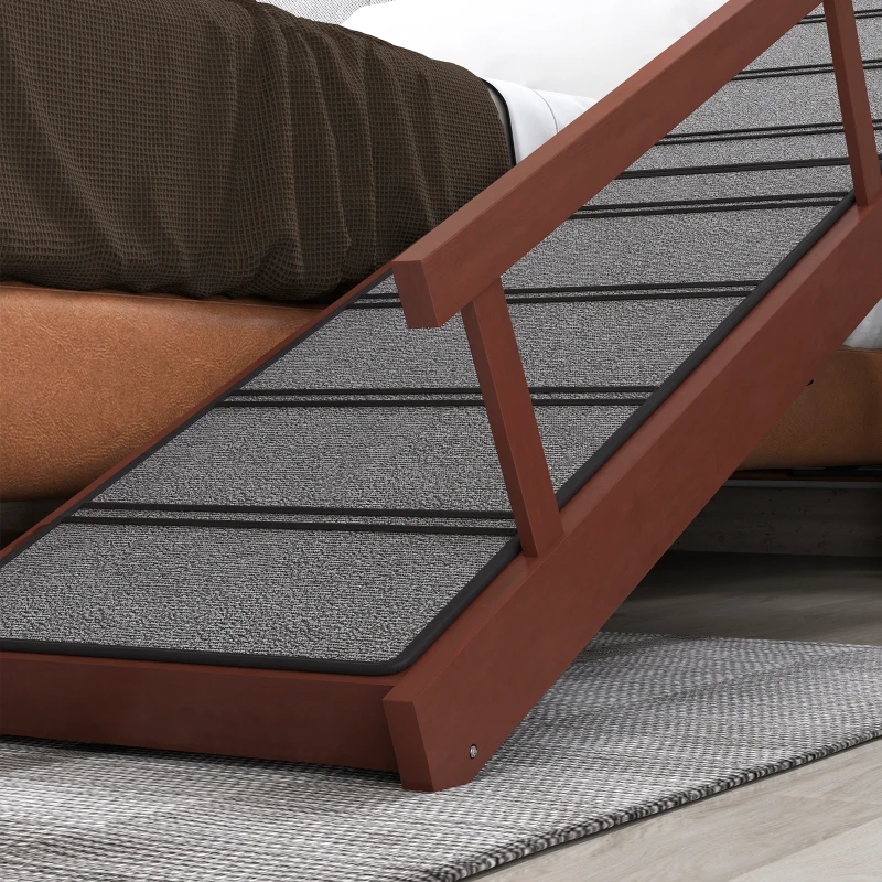 PawHut Wooden Dog Ramp with Removable Guardrails, Non-Slip Surface, 70.5" Long, Brown