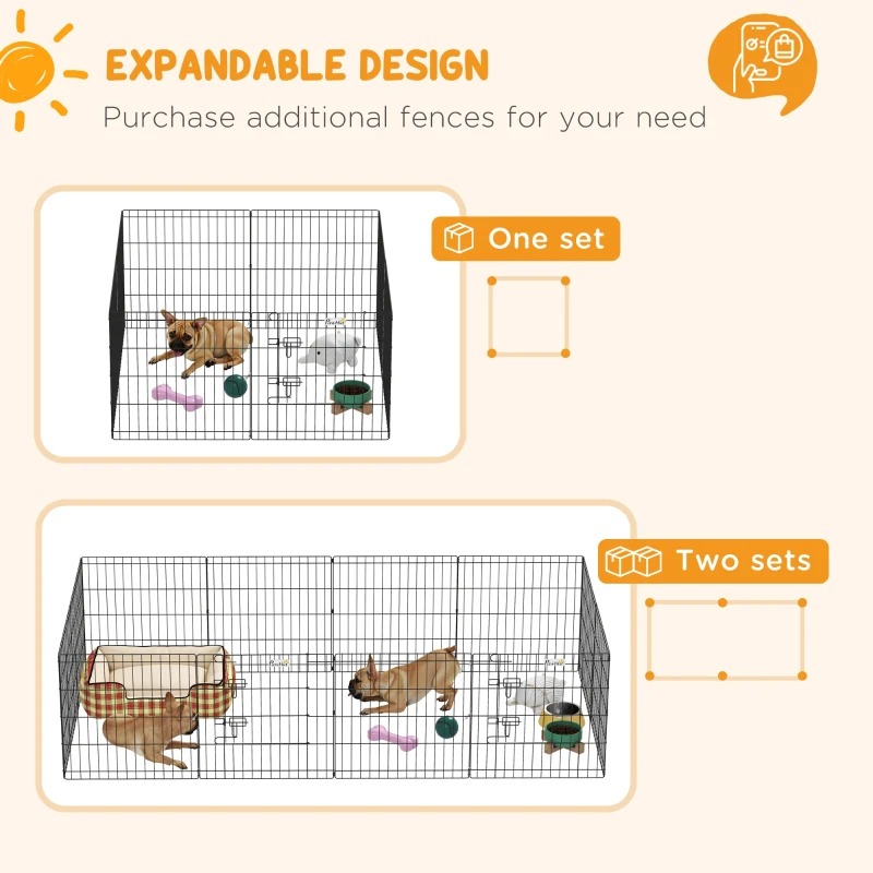 PawHut 24inch Foldable Metal Exercise Pet Playpen Yard Dog Puppy Kennel Cage 8 Panel