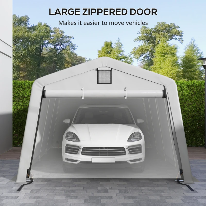 Outsunny 11' x 20' Portable Garage, Heavy Duty Carport Canopy with Ventilation Windows and Large Roll-up Door, Grey