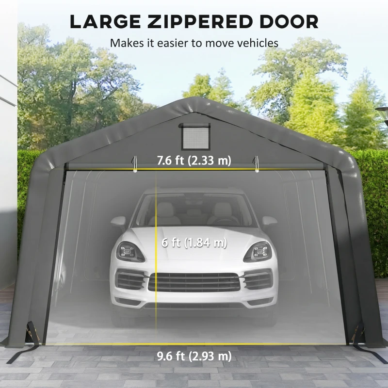 Outsunny 12' x 20' Portable Garage, Heavy Duty Carport Canopy with Ventilation Windows and Large Roll-up Door, Dark Grey