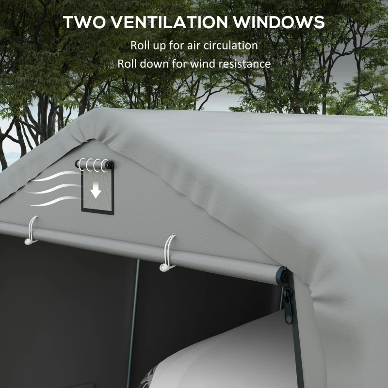 Outsunny 12' x 20' Portable Garage, Heavy Duty Carport Canopy with Ventilation Windows and Large Roll-up Door, Light Grey