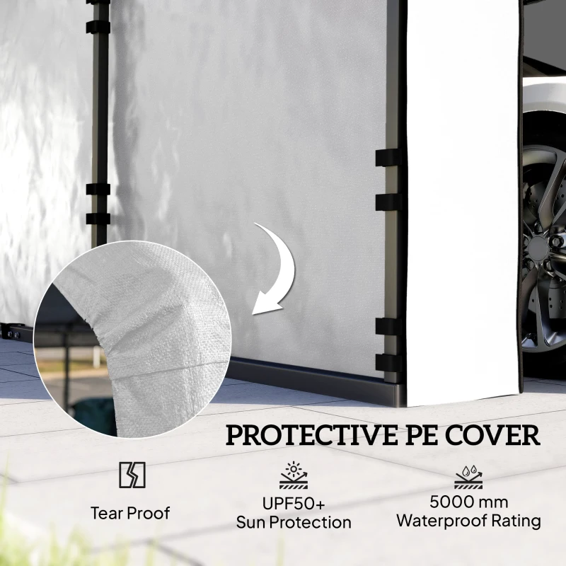 Outsunny Carport Replacement Sidewall Panel for 12' x 20' Carports, UPF50+ Waterproof Replacement Side Wall Cover, White