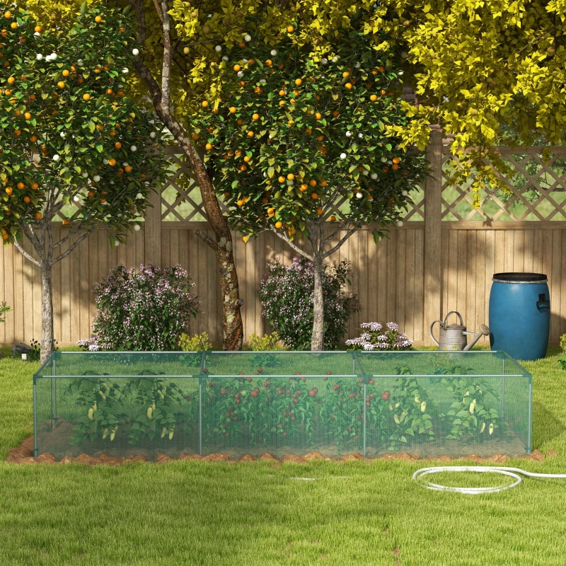 Outsunny 12' x 4' Plant Protection Cage with Zipper Roll-Up Door, Plant Protector from Animals with Galvanised Steel Frame