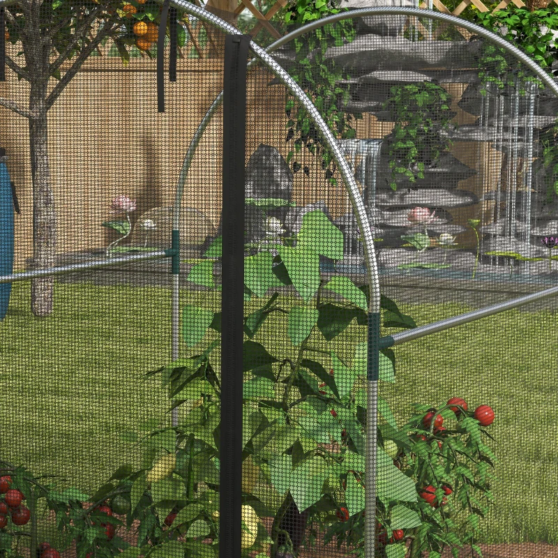 Outsunny 4.9' x 3.9' Crop Cage with Zipper Roll-Up Door, Mesh Plant Protection Tent from Animals with Galvanised Steel Frame