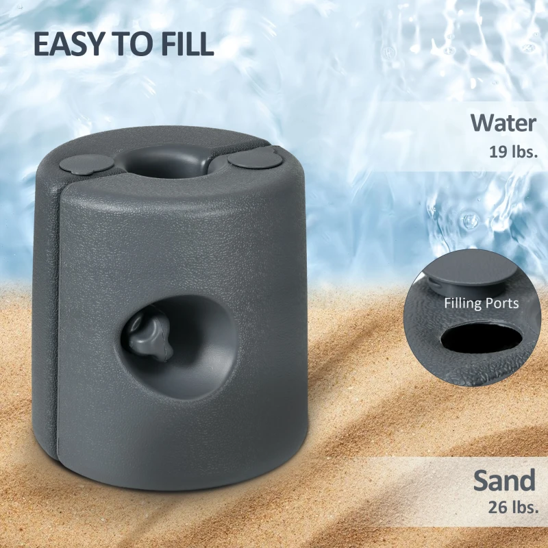 Outsunny HDPE Tent Weights Set of 4, Canopy Weights, Fill with Water or Sand, 104LBS