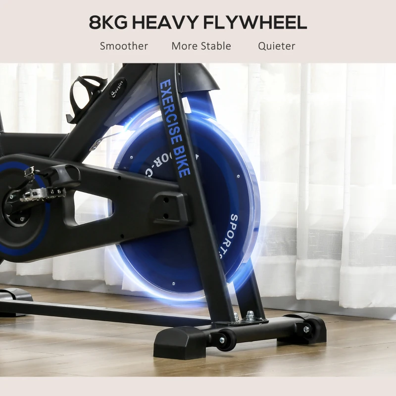 Soozier Adjustable Upright Stationary Exercise Bike w/ LCD Display, Indoor Cycling Bike for Home w/ Adjustable Resistance, Black