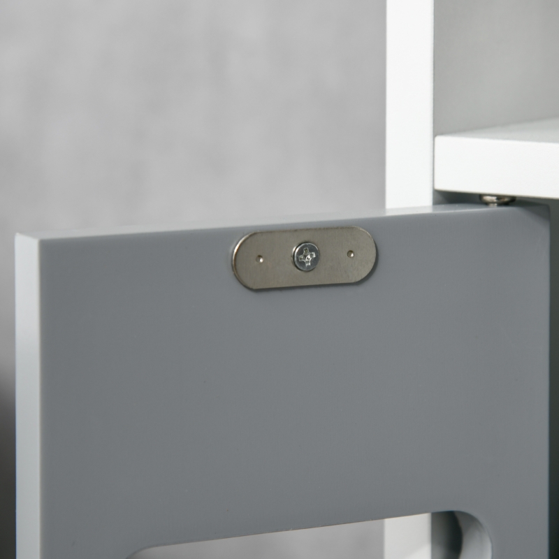 kleankin Freestanding Tall Bathroom Cabinet, Narrow Bathroom Storage Cabinet with Shelves and Cupboards, Grey and White