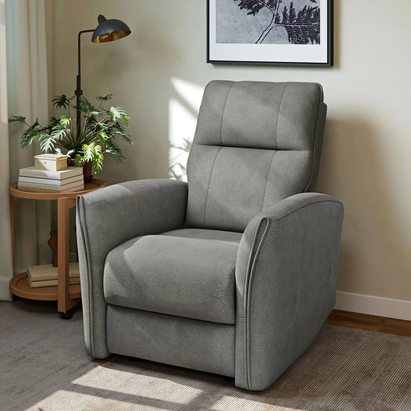 HOMCOM Power Recliner Chair, Dyed Fabric (Like Leathaire) Upholstered Recliner Chair with USB Ports, Footrest, Grey