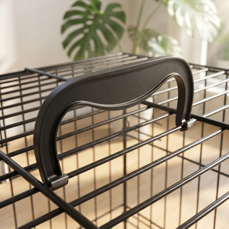 PawHut Bird Cage Portable w/ Slide-Out Tray Travel Cage for Parakeets w/ Perch & Food Bowls Black