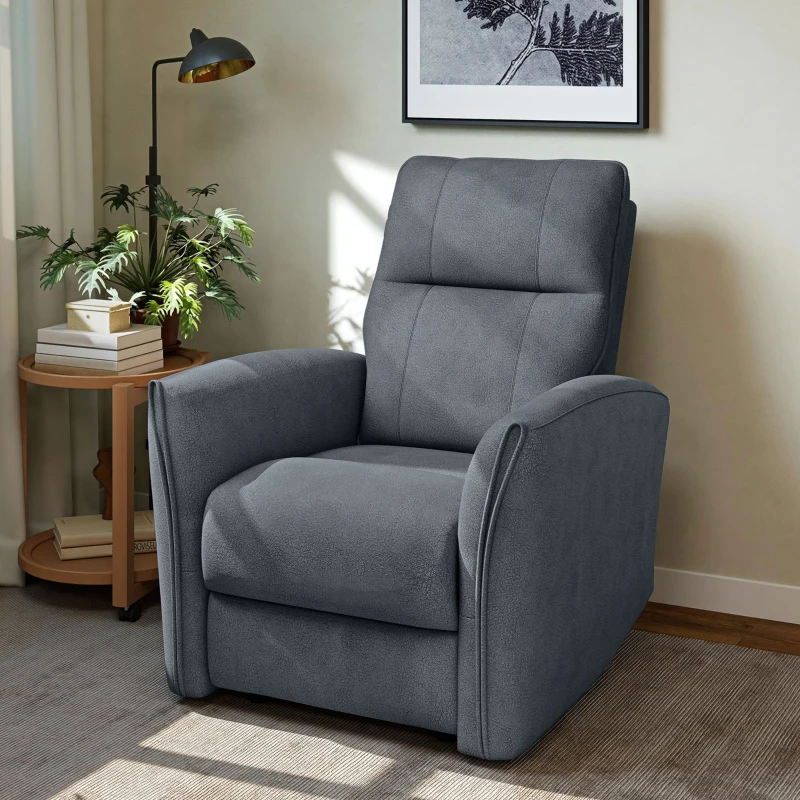 HOMCOM Power Recliner Chair, Dyed Fabric (Like Leathaire) Upholstered Recliner Chair with USB Ports, Footrest, Charcoal Grey