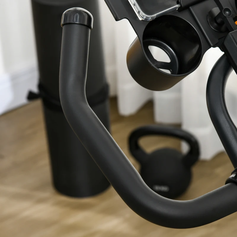 Soozier Adjustable Upright Stationary Exercise Bike w/ LCD Display, Indoor Cycling Bike for Home w/ Adjustable Resistance, Black