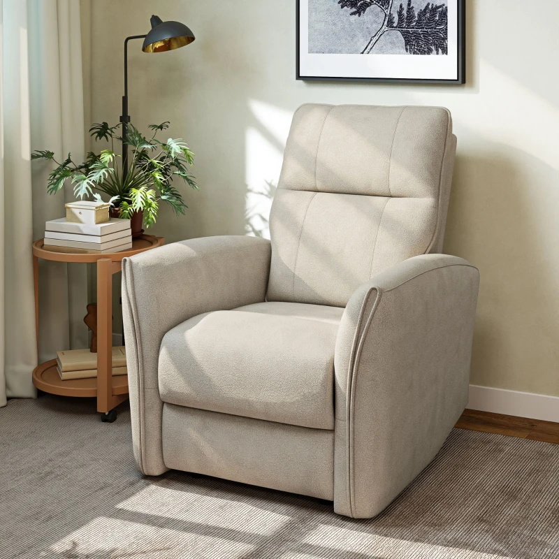 HOMCOM Power Recliner Chair, Dyed Fabric (Like Leathaire) Upholstered Recliner Chair with USB Ports, Footrest, Beige