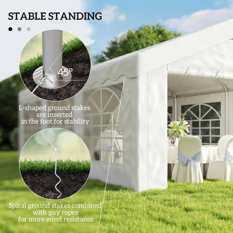 Outsunny 20'x13' Heavy Duty Event Tent Gazebo Portable Sun Shelter with Sidewalls White