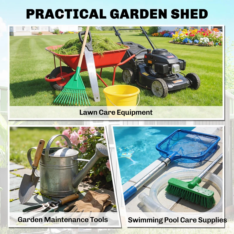 Outsunny 4x5 Lean to Garden Shed with Window Lockable for Garden Tool Storage Grey