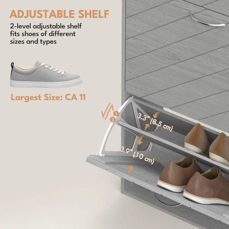 HOMCOM Shoe Storage Cabinet with 3 Flip Drawers, Narrow and Slim, 12 Pair of Shoes Organizer for Hallway, Entryway