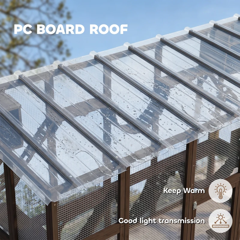 PawHut Catio Playground Cat Window Box Outside Enclosure for Multiple Cats w/ Shelves & Bridges, Coffee Brown