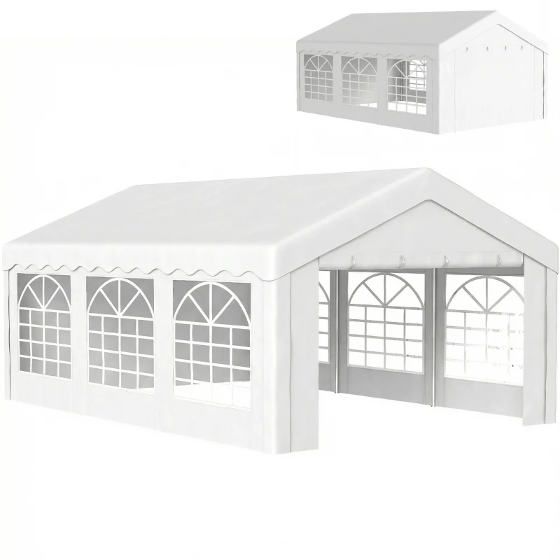 Outsunny 20'x13' Heavy Duty Event Tent Gazebo Portable Sun Shelter with Sidewalls White