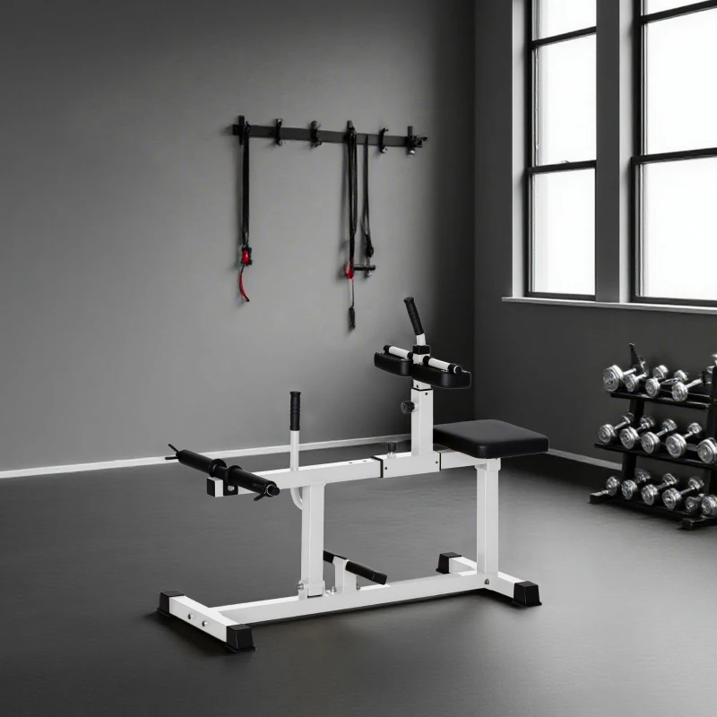Soozier Adjustable Steel Seated Calf Raise Exercise Strength Training Gym Equipment, White