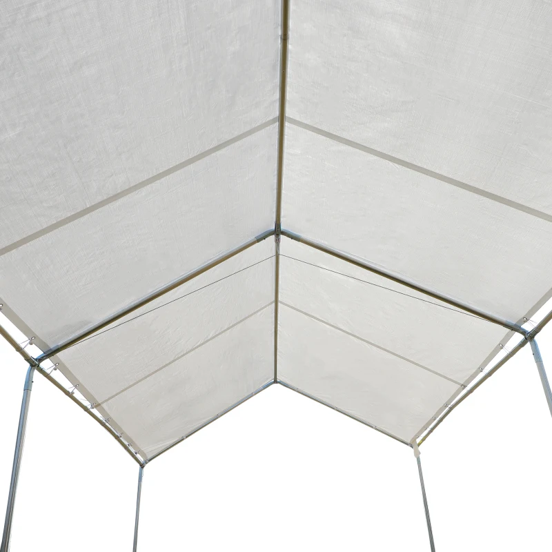 Outsunny 9.6' x 19.5' Carport Heavy Duty Galvanized Car Canopy w/ Included Anchor Kit, 3 Reinforced Steel Cables, White