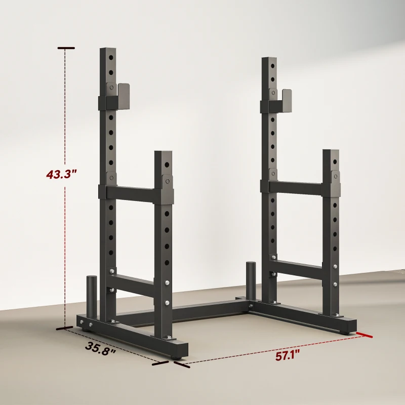 Soozier Adjustable Squat Rack, 660lbs Multi-Functional Bench Press Rack for Weight Lifting Home Gym Strength Training, Black