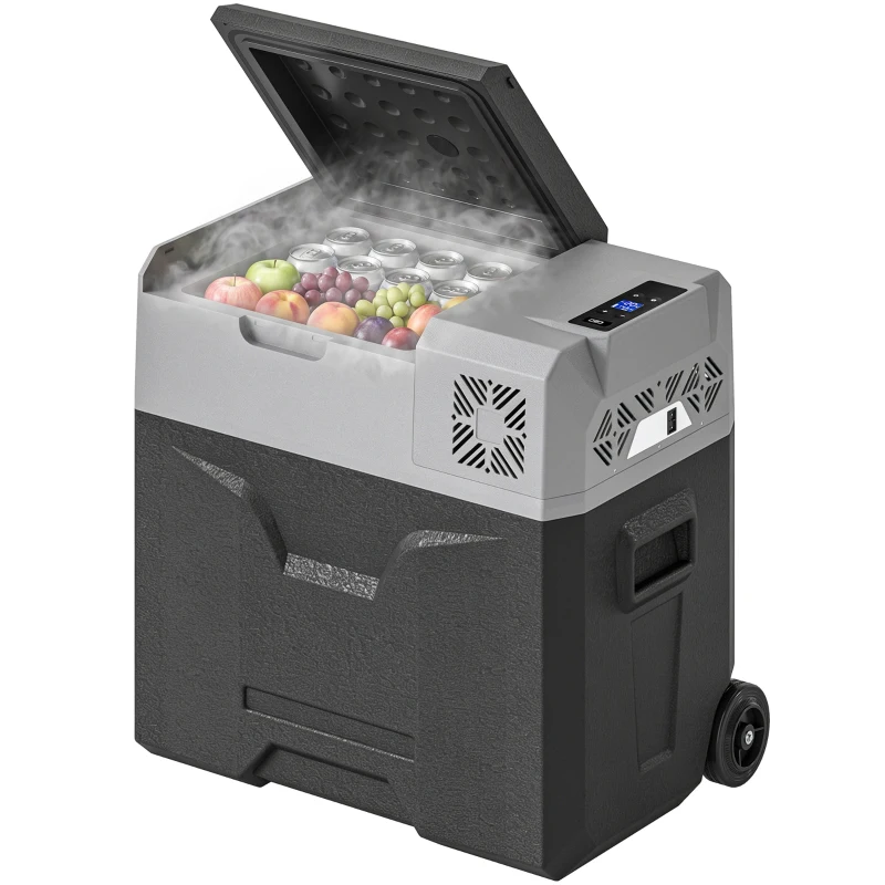 Outsunny 53Quart (50L) Car Refrigerator Portable Freezer 12/24V Electric Cooler Box for Camping, Travel, Picnic, Down to -4°F