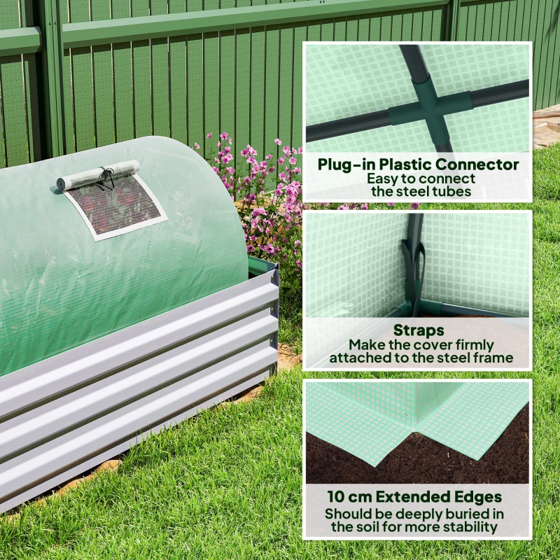 Outsunny Portable Mini Greenhouse, Tunnel Growing Tent with 5 Mesh Windows and Steel Frame,10' x 3' x 2', Green