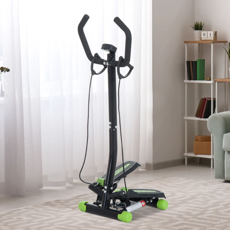 Soozier Mini Stepper with Resistance Bands, Stair Stepper with LCD Monitor for Home Gym