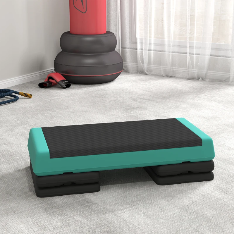 Soozier Adjustable Exercise Step Platform, 3-Level with Risers 4", 6", 8" Aerobic Stepper, 550lbs Weight Capacity, Green