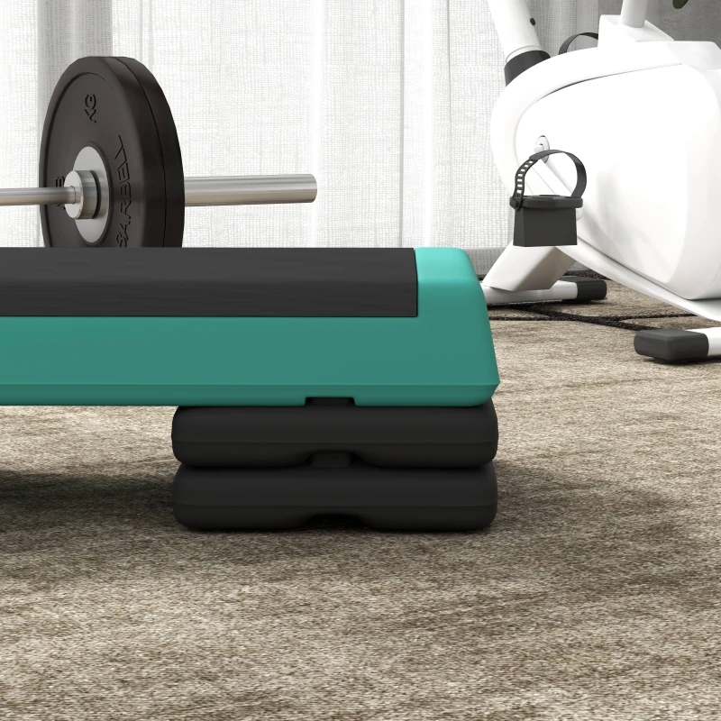 Soozier Adjustable Exercise Step Platform, 3-Level with Risers 4", 6", 8" Aerobic Stepper, 550lbs Weight Capacity, Green