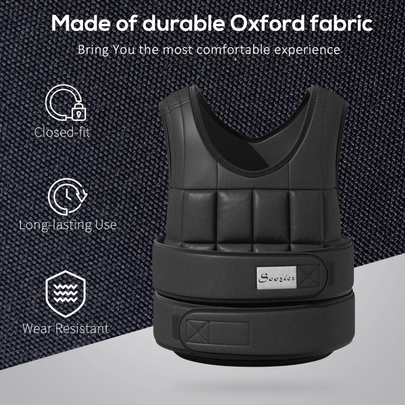 Soozier 22lbs Weighted Vest, Adjustable Running Weight Vest with 38 Weight Bags, Black