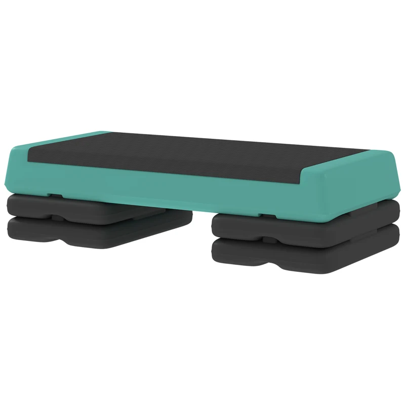 Soozier Adjustable Exercise Step Platform, 3-Level with Risers 4", 6", 8" Aerobic Stepper, 550lbs Weight Capacity, Green
