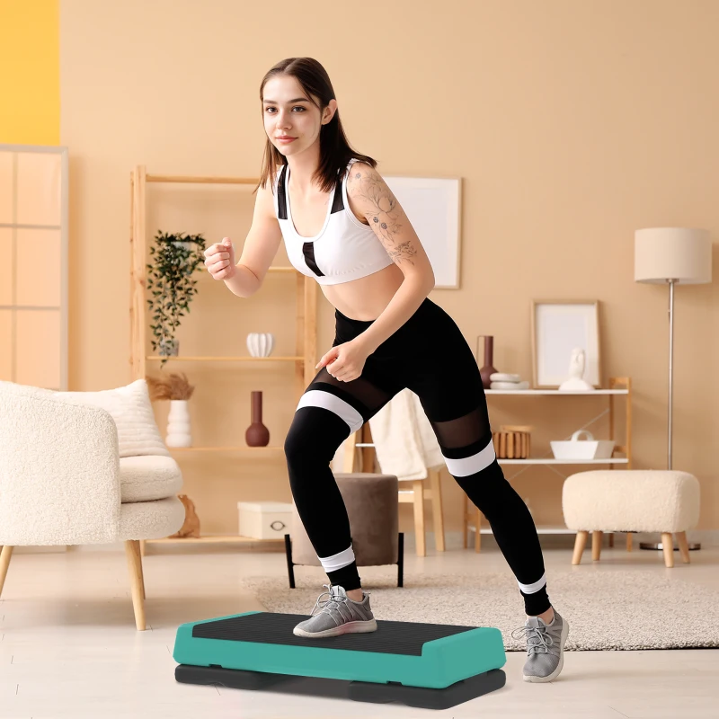 Soozier Adjustable Exercise Step Platform, 3-Level with Risers 4", 6", 8" Aerobic Stepper, 550lbs Weight Capacity, Green