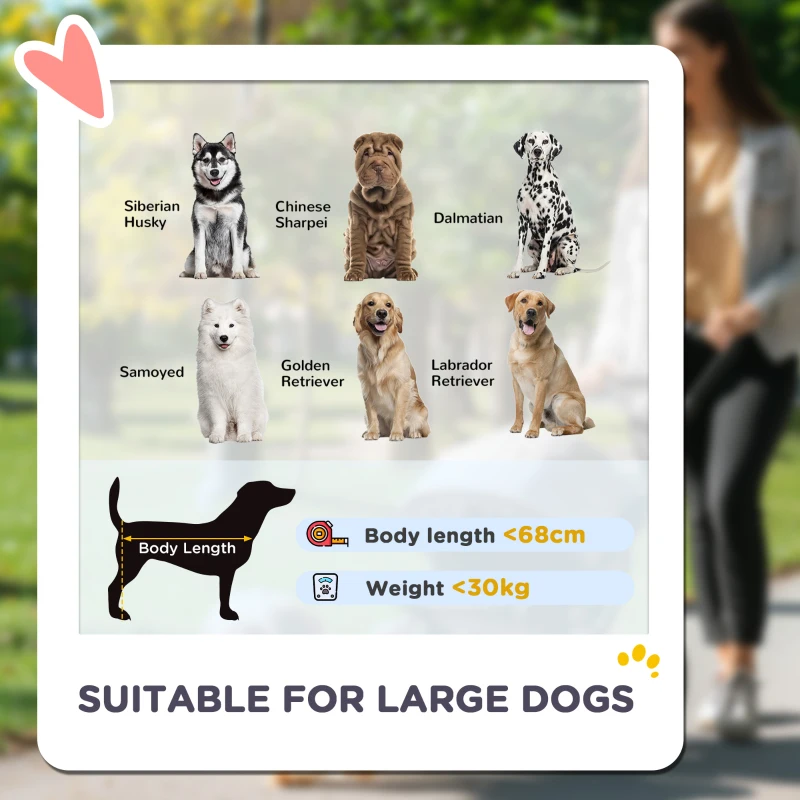PawHut Foldable Pet Stroller for Large Dogs with Four Big Wheels, Shock-Absorbing Frame, Safety Leashes, Brakes, Dark Grey