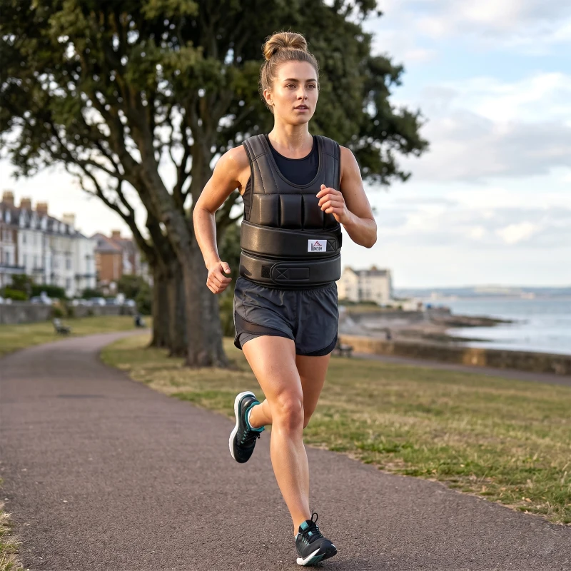 Soozier 22lbs Weighted Vest, Adjustable Running Weight Vest with 38 Weight Bags, Black