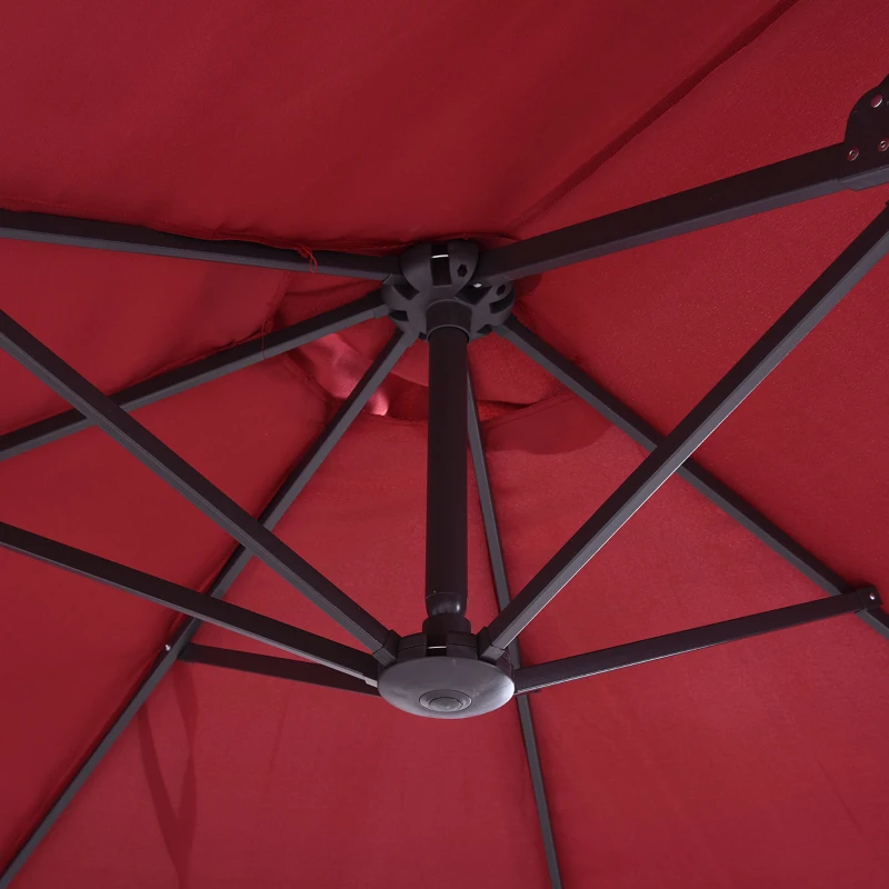 Outsunny 15ft Double-sided Patio Umbrella with Twin Canopy, Extra Large Outdoor Parasol with Crank for Pool, Deck, Market, Wine Red