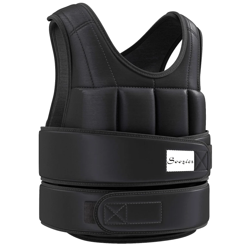 Soozier 22lbs Weighted Vest, Adjustable Running Weight Vest with 38 Weight Bags, Black