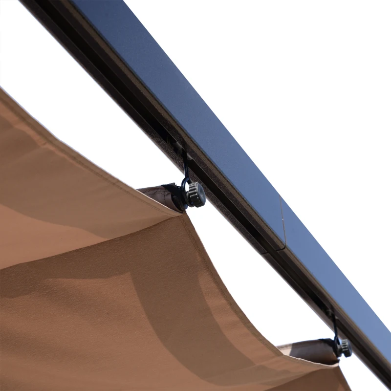 Outsunny 10' x 13' Aluminium Outdoor Pergola Gazebo Backyard Canopy Cover Square Sunshade Garden Grape Trellis Brown