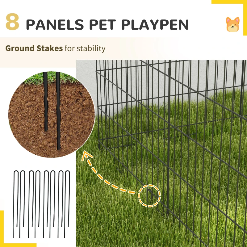 PawHut 36inch Foldable Metal Exercise Pet Playpen Yard Dog Puppy Kennel Cage 8 Panel