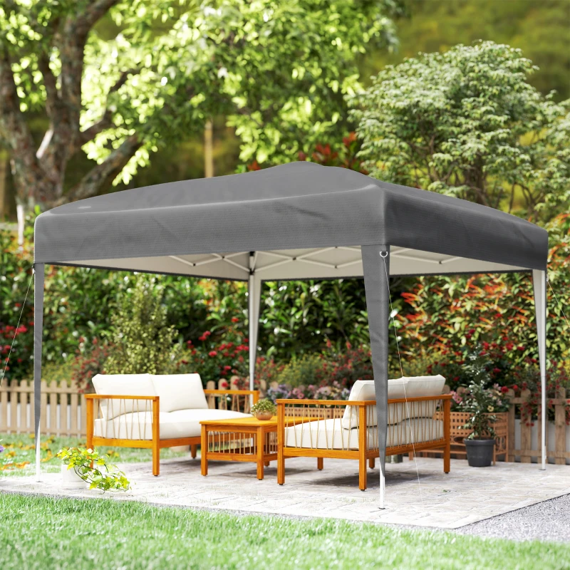 Outsunny 10 x 10ft Folding Pop Up Tent Outdoor Gazebo Canopy with Carrying Bag, Grey