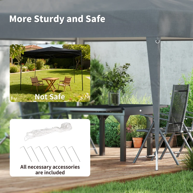 Outsunny 10 x 10ft Folding Pop Up Tent Outdoor Gazebo Canopy with Carrying Bag, Grey
