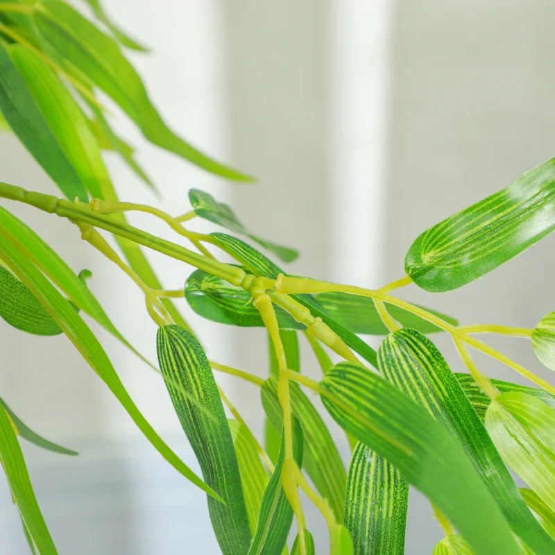 Outsunny Artificial Bamboo Tree Set of 2, 5ft Fake Tree with Realistic Leaf and Natural Trunk, Decorative Plant in Nursery