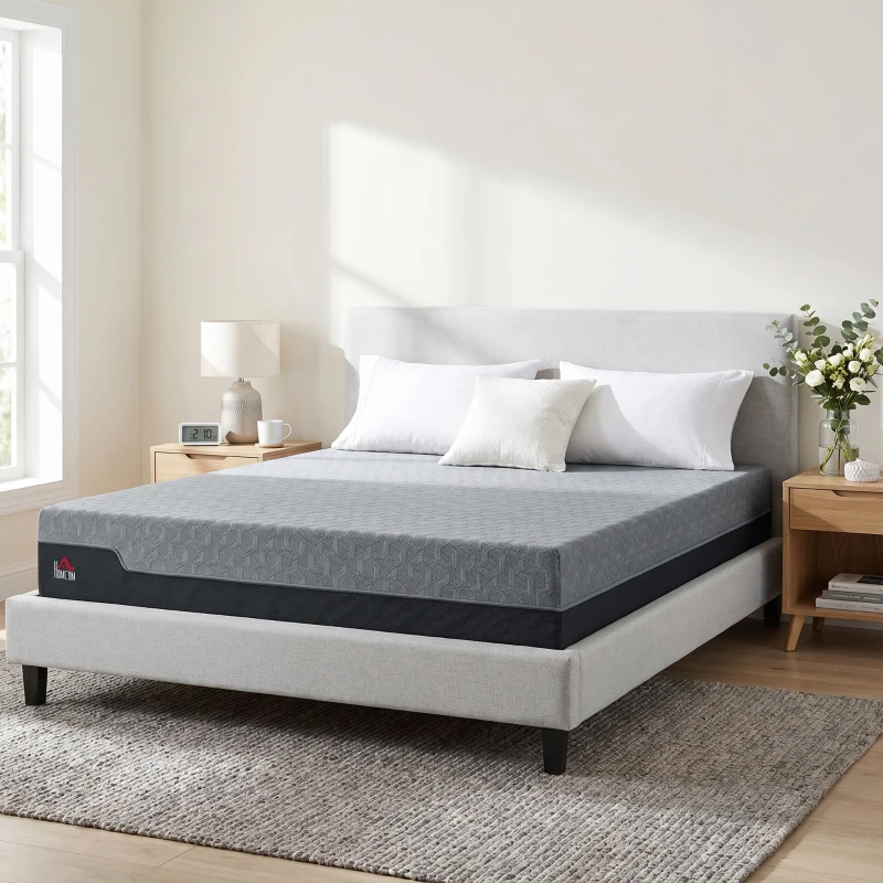 HOMCOM King Mattress, 12 Inch Memory Foam Mattress for Pressure Relief, Graphene Gel Cooling Copper Bed in a Box, Made in USA