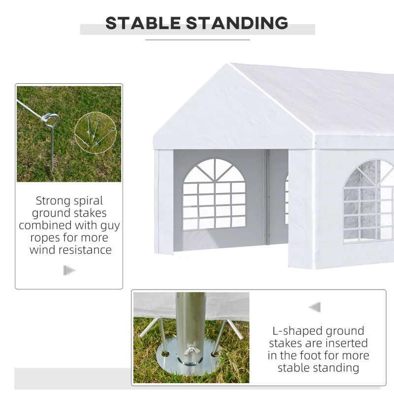 Outsunny 16.5' x 13' Outdoor Tents for Parties, Event Tent with Sides, 4 Windows and 2 Doors, White