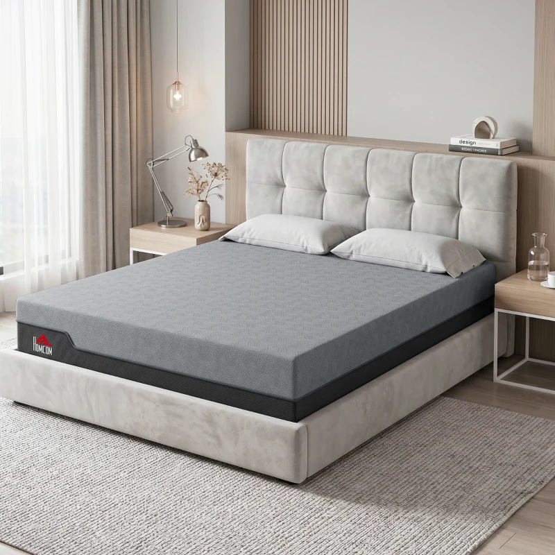 HOMCOM Queen Mattress, 12 Inch Memory Foam Mattress for Pressure Relief, Graphene Gel Cooling Copper Bed in a Box, Made in USA