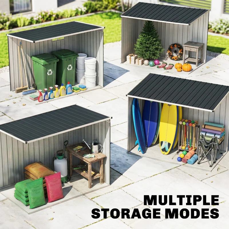 Outsunny 4' x 8' Outdoor Storage Shed, Metal Garden Shed with Window, 2 Vents and Lockable Door for Backyard, Garden, Patio