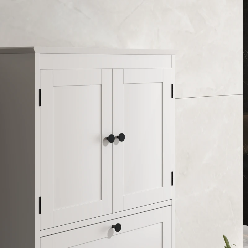 HOMCOM Medicine Cabinet with Adjustable Shelf, Bathroom Wall Cabinet Bathroom Cabinet with Recessed Panels, White