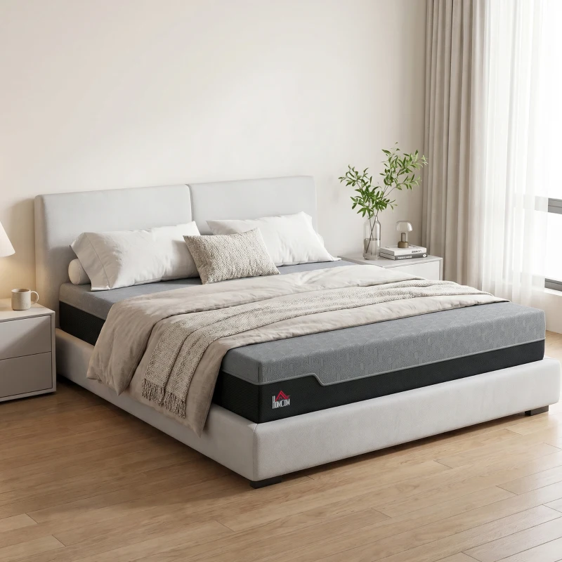 HOMCOM King Mattress, 12 Inch Memory Foam Mattress for Pressure Relief, Graphene Gel Cooling Copper Bed in a Box, Made in USA