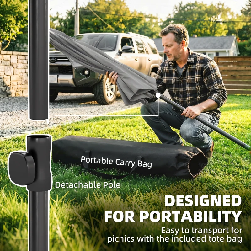 Outsunny 6' x 4' Patio Umbrella with Tilt, Rectangular Outdoor Umbrella for Garden, Grey
