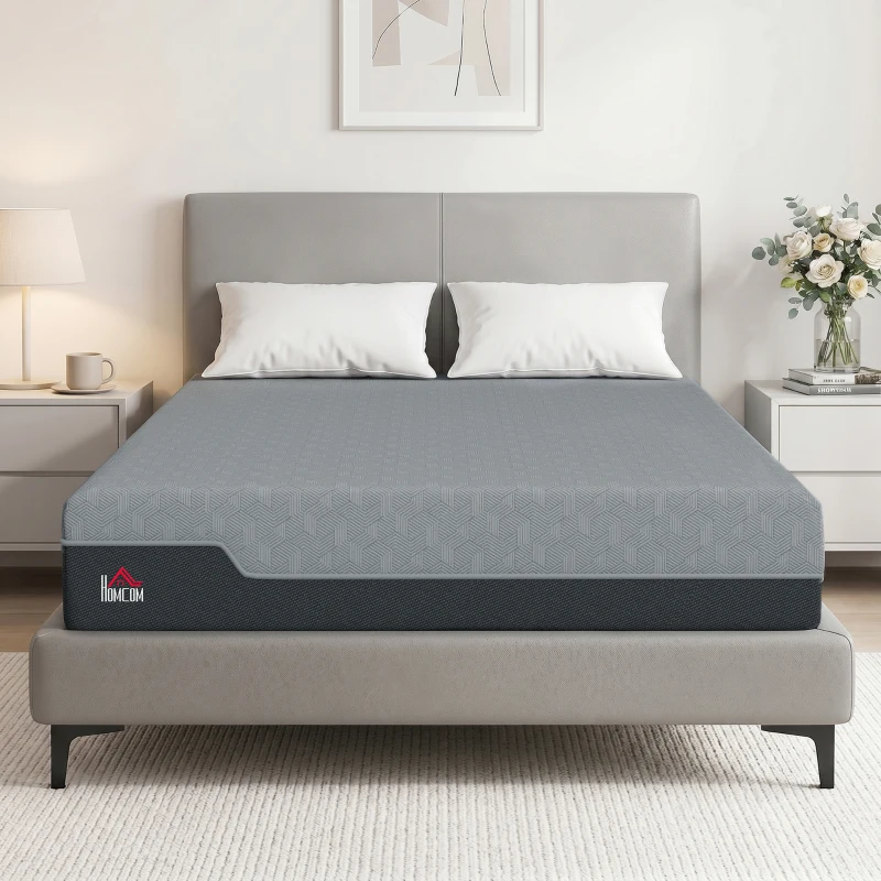HOMCOM Queen Mattress, 12 Inch Memory Foam Mattress for Pressure Relief, Graphene Gel Cooling Copper Bed in a Box, Made in USA