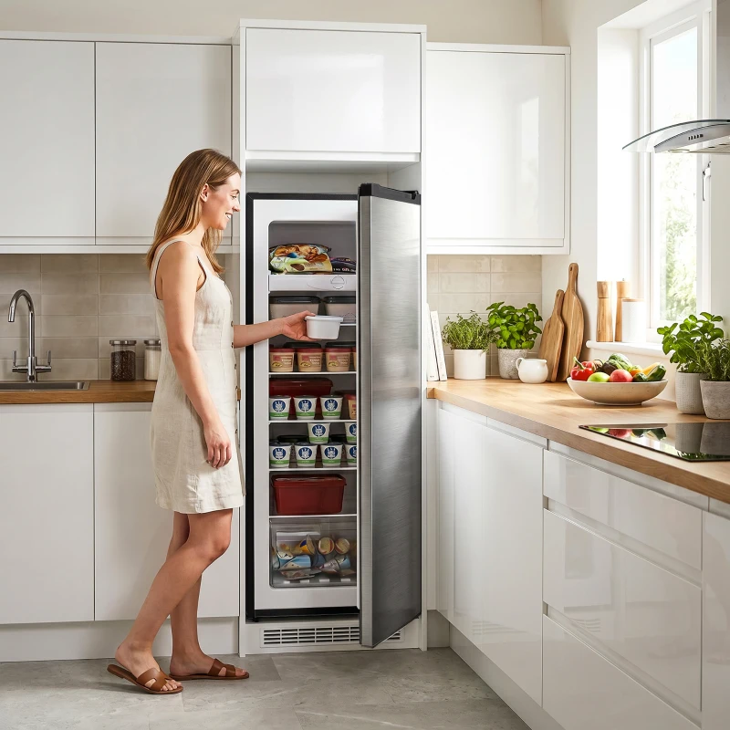 HOMCOM 7.0 Cu.Ft Upright Freezer, Compact Stand Up Freezer with 6 Adjustable Shelves, Reversible Door for Home Office, Silver
